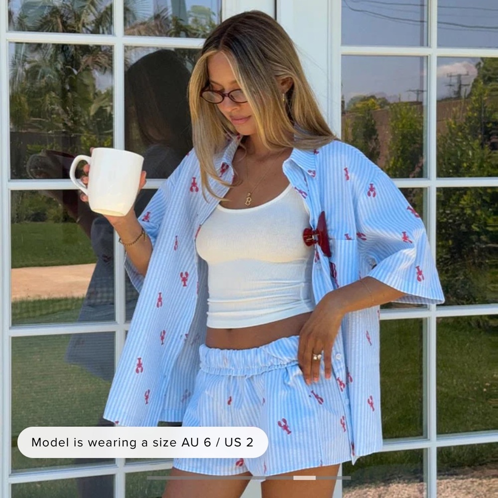 beginning boutique lobster print pajama set